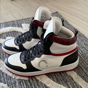 Cavalli Black and White High-Top snake skin embossed Sneakers